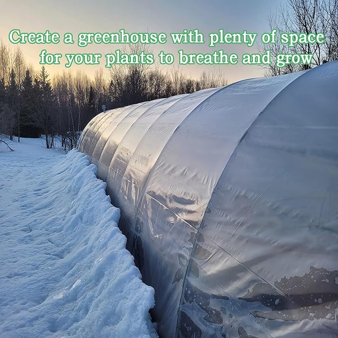 12FTx26FT Greenhouse Plastic Sheeting, 6 Mil Thick Clear Polyethylene Film, Waterproof Wind Frost Dust UV Resistant Green House Plastic Covering for Outdoor Plant, Garden, (12ft x 26ft)