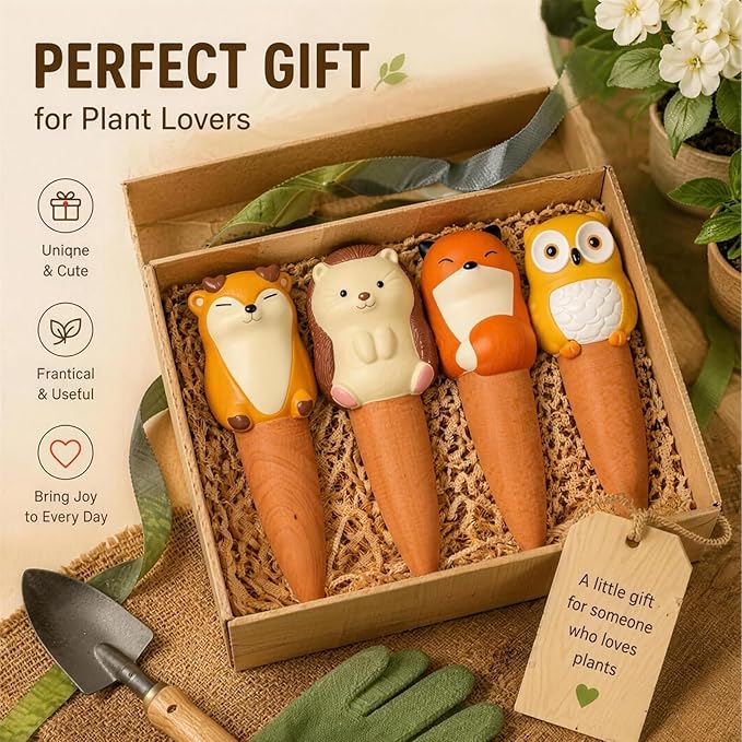 Terracotta Watering Spikes, Self Watering Globes Cute Animal Design Plant Waterers, Automatic Irrigation Stakes for Indoor & Outdoor Plants