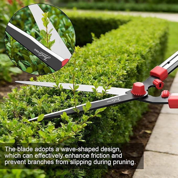 Telescopic Hedge Shears SK5 Carbon Steel Blades, Anti-Rust Coating, Lightweight Garden Clippers for Trimming Hedges, Shrubs & Bushes,Ergonomic Non-Slip Handles