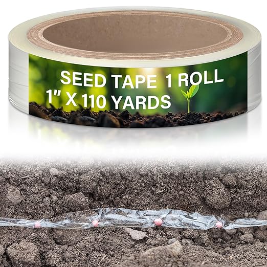 1" x 110 Yards Seed Belt Water Soluble Florist Planting Belt Dissolves Quickly in Water Gardening Tools for Planting Vegetables Seeds Carrot Collards Lettuce Onion Radish Flower Zucchini