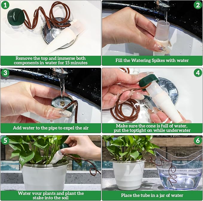 HESTYA 8 Pack Plant Self Watering Stakes Insert Automatic Watering Devices Self Watering Spikes Indoor Outdoor Plant Watering for Vacation