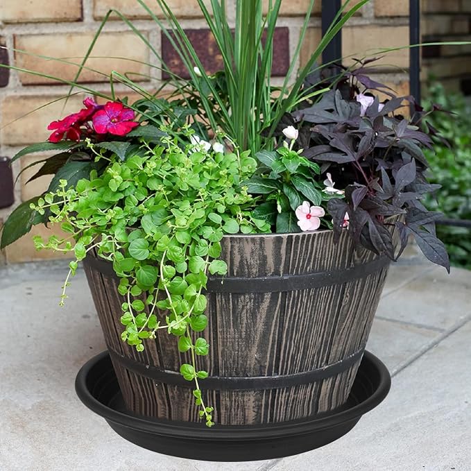 3 Pack of 18 19 inch Plant Saucer, 2.4" Depth Large Plant Tray, Heavy Sturdy Plant Drainage Tray for Indoors, Sturdy Plastic Plant Plate Water Catcher for Planter 15-19"(19", Black)
