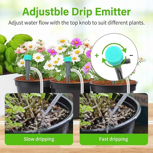 Automatic Indoor Plant Waterer, Dual Pump Drip Irrigation System with Timer, 20 Adjustable Drippers, Self Watering for Potted Plants, Easy Setup