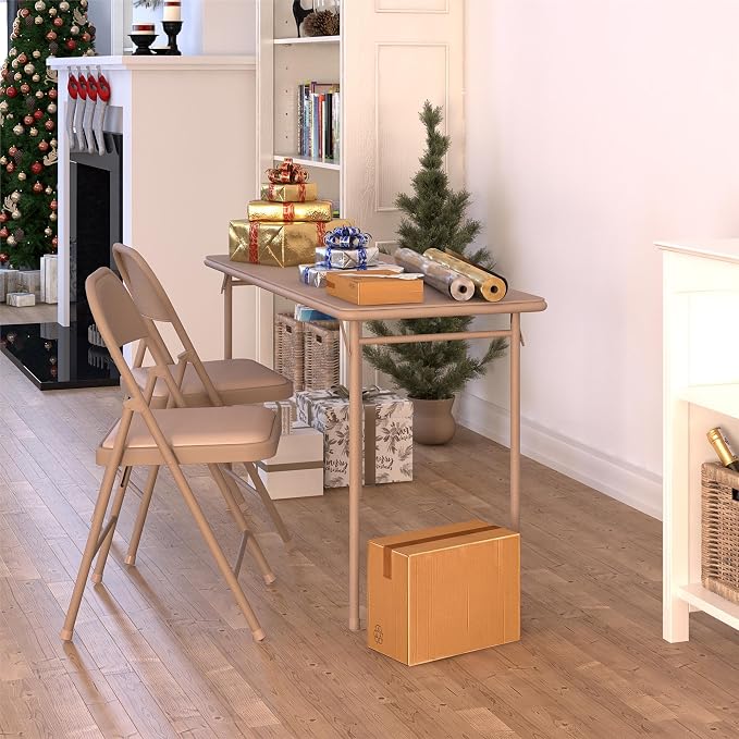 CoscoProducts Cosco Folding Serving Table, 20" x 48", Antique Linen