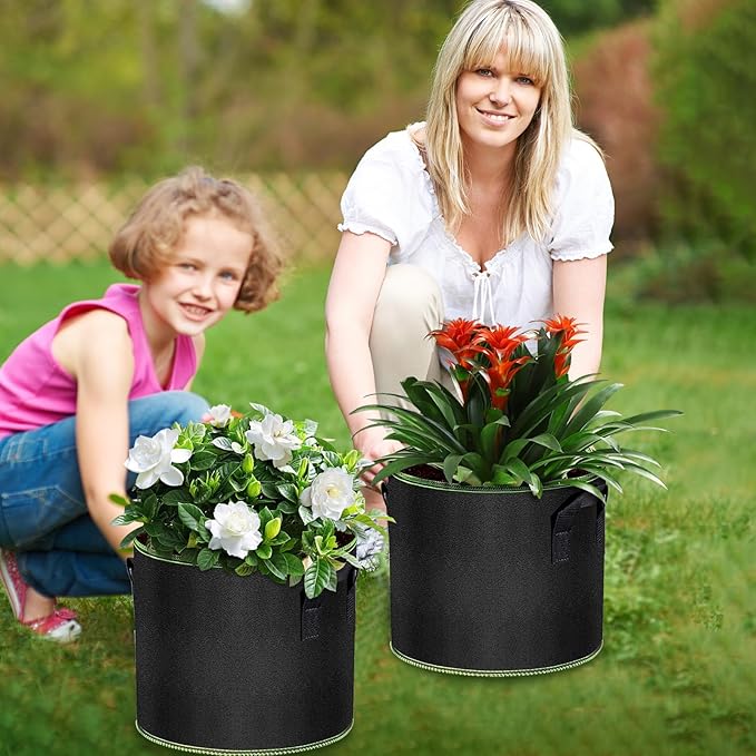 MEKOLIFE 5 Gallon Grow Bags-3 Pack, Thickened Nonwoven Fabric Aeration Planter Bags with Handles, Heavy Duty Vegetable/Flower/Potato Planting Pots for Garden Outdoor