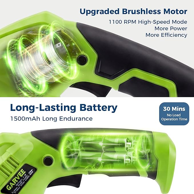 Cordless Hedge Trimmer & Grass Shear, 7.2V 2-In-1 Electric Handheld Shrub Trimme, Lightweight Rechargeable Bush Trimmers, Brushless Motor, with Type-C Cable, Dual Safety Switch, for Lawn, Garden, Yard