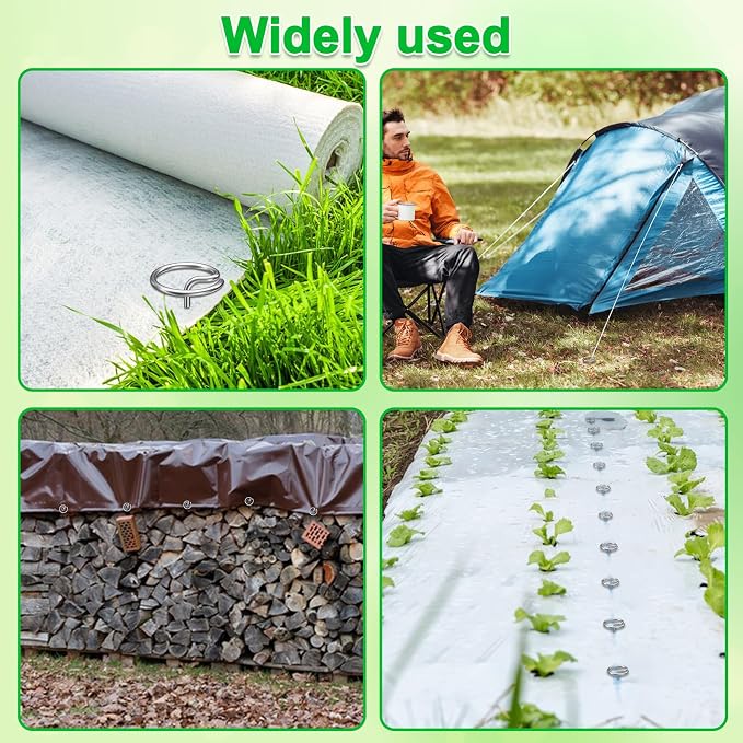 Heavy-Duty Landscape Staples – 50 Pcs 8-Inch G-Shaped Thickened Galvanized Garden Fabric Staples,Rust-Resistant Ground Cover Pins for Weed Barrier, Erosion Control & Landscaping Projects