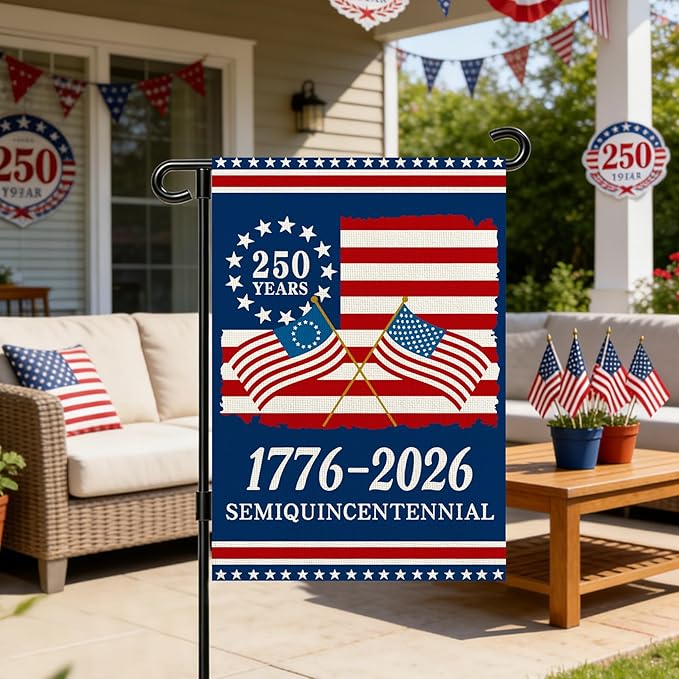 250 Anniversary Usa Garden Flags for Outside, 250 Anniversary USA Flag 1776-2026 Commemorative Patriotic Yard Sign Outdoor Stars & Stripes Design Banner 4th of July Decorations Double Sided Waterproof 250 Year American Flag 12x18 Inch