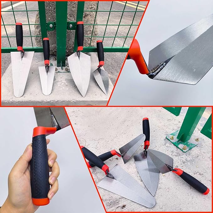 4 Bricklaying Knife Tool Sets, 6-inch and 9-inch Pointing Trowel and Putty Knife Sets, Rubber Handles, Concrete, Cement, Mortar, Mortar, Tile, Bricklaying and Putty Knives