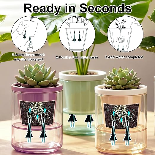 Self Watering Spikes for Indoor Plants - Automatic Plant Watering Stakes with Slow Release Control - Drip Irrigation System (12Pcs Black)