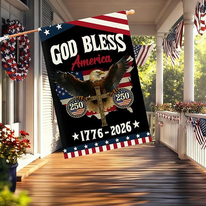 250 Anniversary Usa Garden Flags for Outside, 250 Anniversary USA Flag 1776-2026 God Bless America Commemorative Patriotic Banner with Eagle Design Yard Sign 4th of July Decorations Double-Sided Waterproof 250 Year American Flag 28x40 Inch