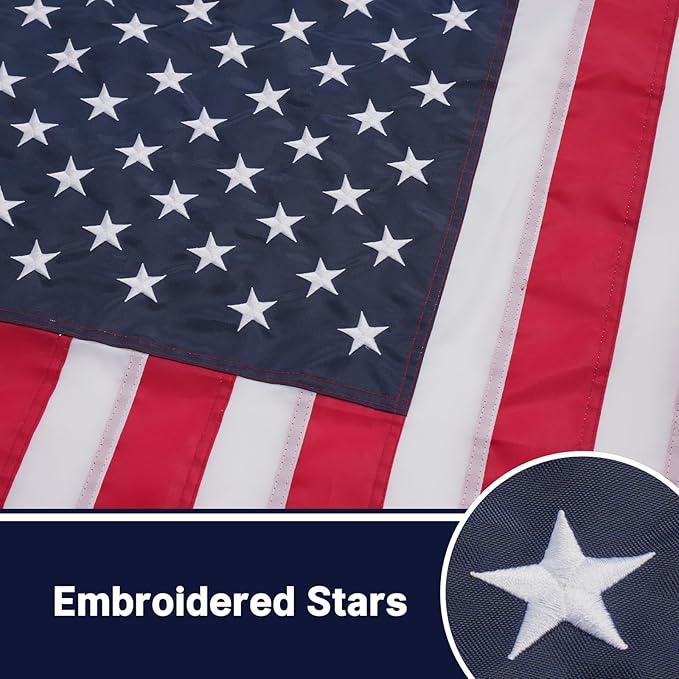Bradford Embroidered American House Flag 28x40 Inches, Double Side American USA Garden Flag for Outside Room House Yard Indoor (Pole not Included)