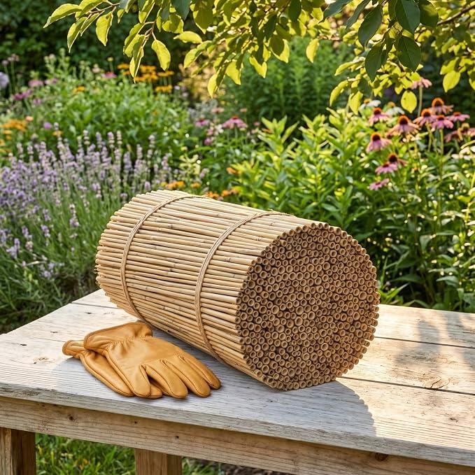 GANAZONO 500 Pcs Natural Phragmite Reed Mason Bee Tubes Set Bee Hotel Nest Box Pollinator Bee Box for Mason Bee Houses Refill Your Mason Bee House Bee Hive