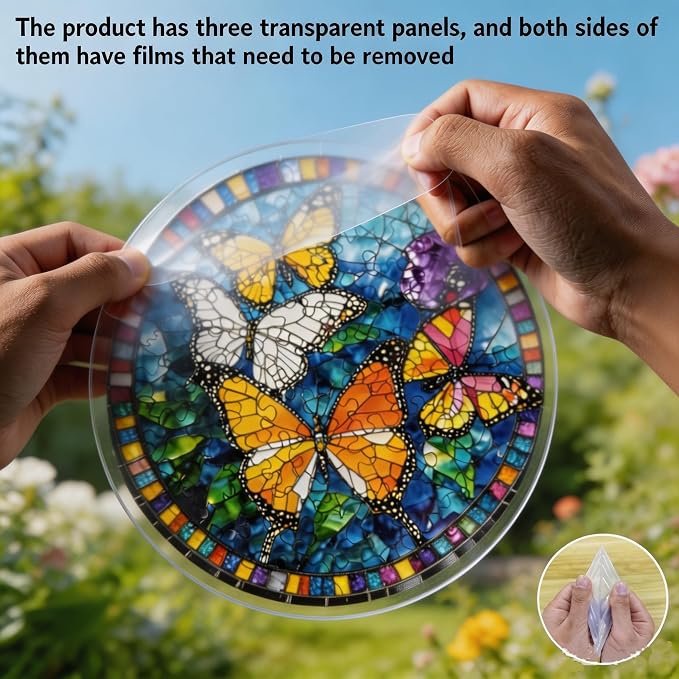 Acrylic Suncatcher Puzzle, 83 Pieces Unique Butterflies Sun Catcher Puzzle Kit for Doors Garden and Window Hanging, Colorful Hanging Light Catcher Decor, DIY Suncatcher Kits for Adults, 7.4 in