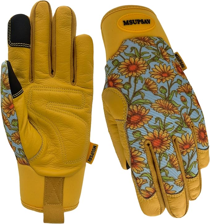 Gardening Gloves,Women Yard Work Garden Glove,Gifts | Thorn Proof,Puncture Resistant,Touchscreen,Gift,Leather,Spandex