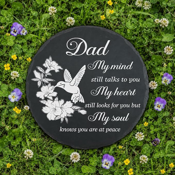 Dad Memorial Stone Memorial Gifts for Loss of Dad, Loss of Father Sympathy Gifts in Memory of Dad Grave Garden Stepping Slate Stones