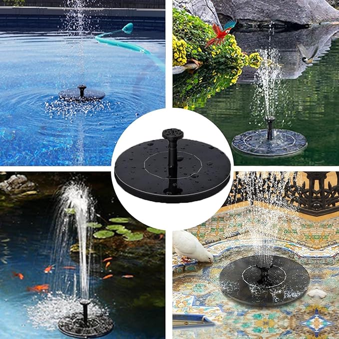 Honche Floating Solar Fountain Water Pump for Bird Bath and Garden Decor, 13cm Lotus Style Solar Powered Fountain,Patterns for Pond, Pool, Patio (No Battery Needed)