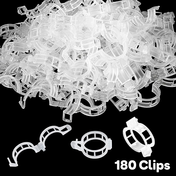 180 Pcs Plant Support Clips, Clear Plastic Trellis Clips, Garden Clips, Vegetable Clips, Vine Tomato Clips for Plants Support, Plant Clips for Climbing Plants to Grow Upright & Healthier - RamPro