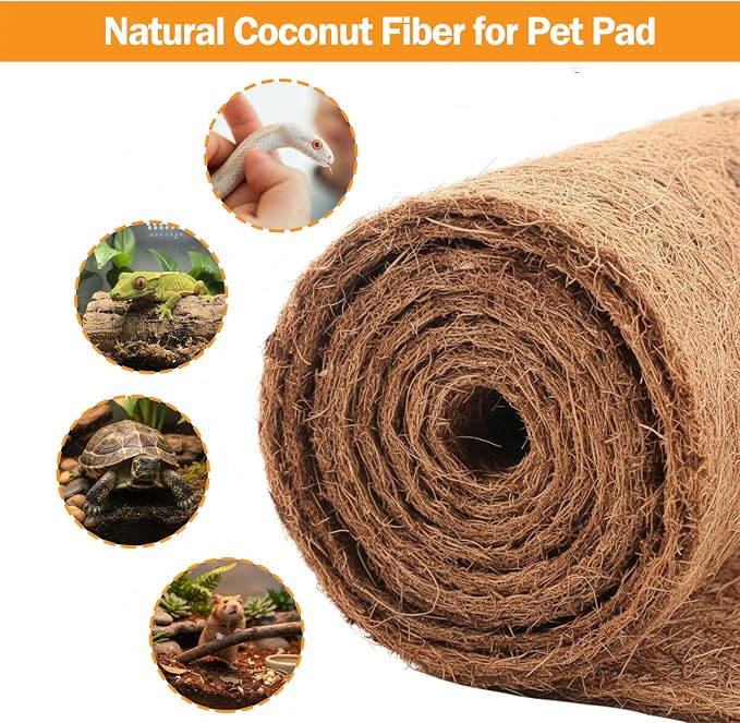 Coco Coir Mulch for Landscaping, 16x80 Inch Coconut Fiber Grass Seed Mat Roll, Coco Liners for Planters and Pet Pad, Plant Covers from Animal Dirt and Tree Protectors