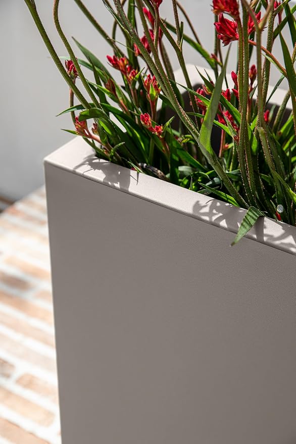 Veradek Block Series Span Plastic Planter - Tall Rectangular Planter for Indoor or Outdoor Patio/Porch, Gray, 24.25 in Height, 12 in Width, 30 in Length