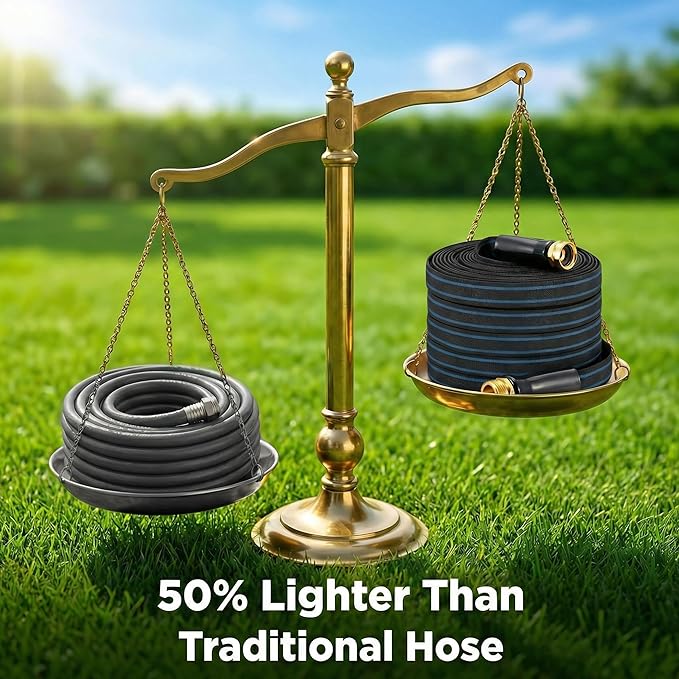 100FT Non-Expanding Garden Hose, Ultra Lightweight Water Hose, Durable & Flexible Hose, Easy to Store and Carry, All-Weather Outdoor Hose for Lawn & Garden, Car Washing