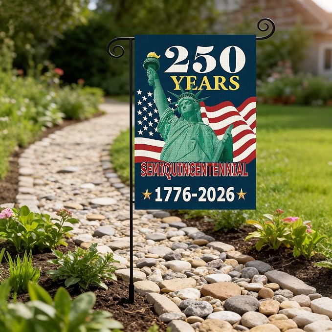 250 Anniversary Usa Garden Flags for Outside, 250 Anniversary USA Flag with Statue of Liberty Design, 1776-2026 Patriotic 4th of July Decorations Yard Sign Double-Sided Waterproof Flag 12x18 Inch 250 Year American Flag