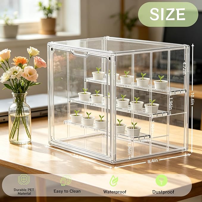 Mini Greenhouse Indoor, Clear Portable Green House for Seed Starting and Small Plants, 14.1”x10.6”x8.4”