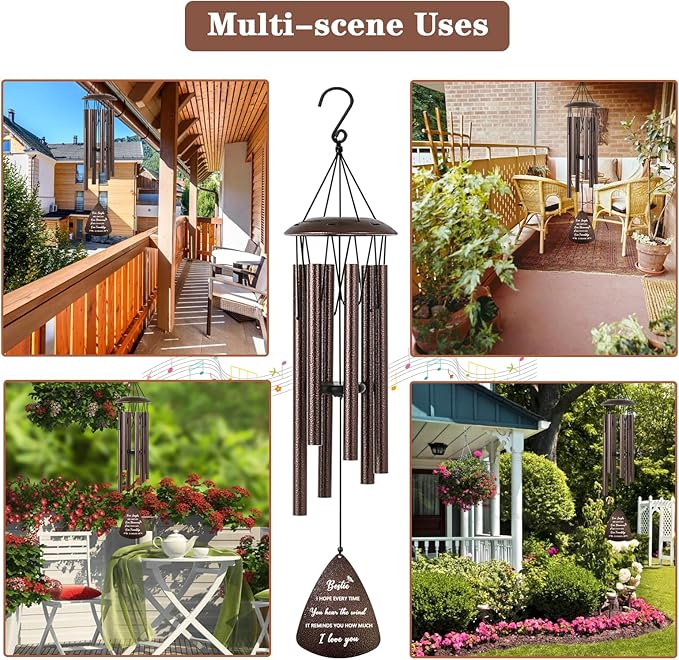 Best Friend Birthday Gifts for Women, Friendship Gifts for Women, 32" Bronze Wind Chimes Gift for Bestie Bestfriend BFF