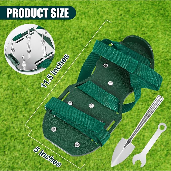 Miuwauer Lawn Aerator Shoes (Upgrade Version (Aluminum Alloy Sole), Green-Green)