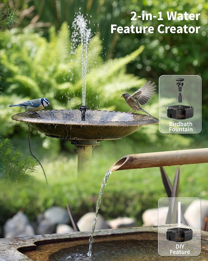 POPOSOAP Solar Pond Filter with Fountain Pump, 4W Solar Fountain Pump with Pond Filter Kit, Solar Water Pump with Nozzles & PVC Tubing for Bird Bath, Water Garden, Fish Tank & Backyard Decor P3035