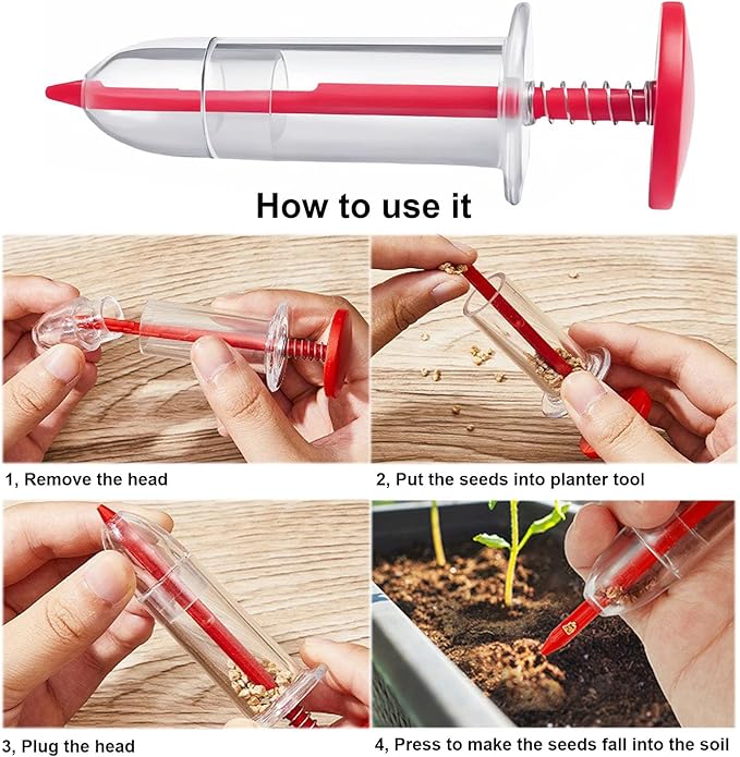 7PCS Mini Handheld Seed Spreader Set with Adjustable Speeds and 12-Hole Dibber Tool, Multifunctional Sowing Seeds Dispenser Planter Kit for Lawn Garden Farm Yard