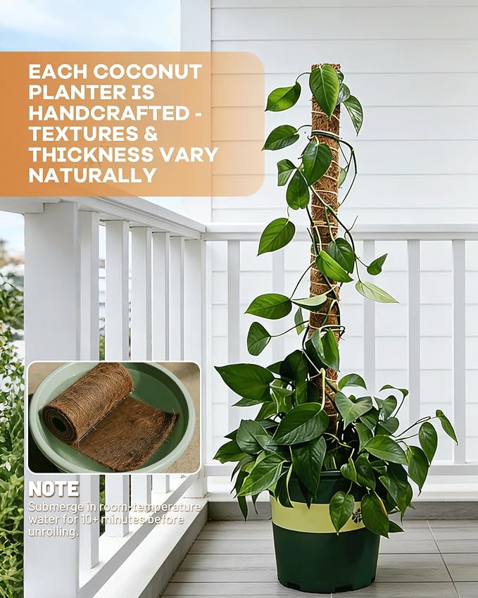 Coco Liners for Planters - Thick Coconut Fiber, Pre-Drained Planter Liner, Reptile Bedding & Garden Mat | 100% Natural & Biodegradable Coconut Coir for Plants (16" x 40")