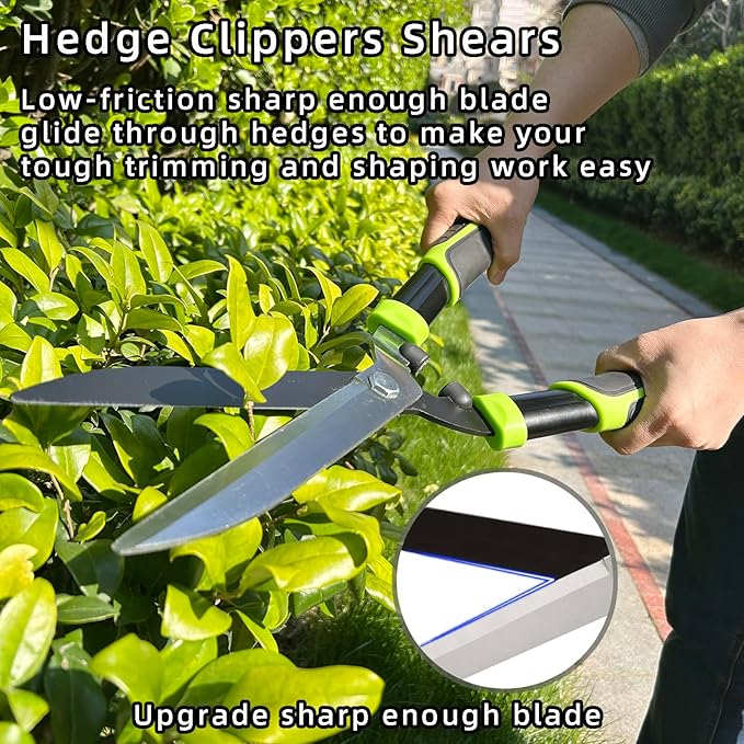 YRTSH Hedge Clippers, Hedge Shears for Trimming Borders, Hedge Trimmer with Sharp Blade, Garden Shears Gardening Tools with Soft Rubber Grip, Bush Cutters Effortless Pruning