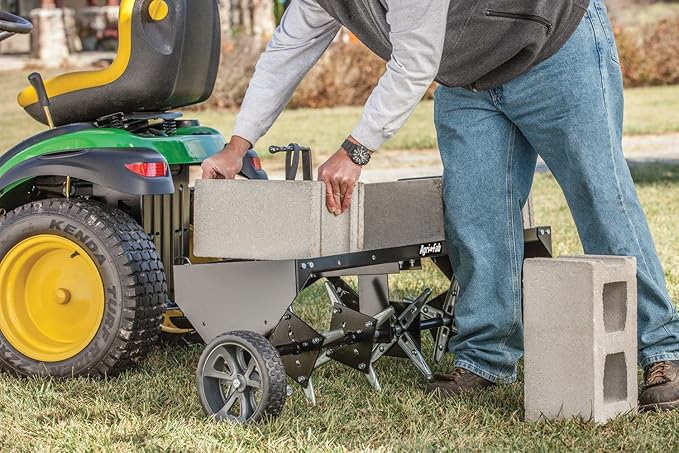 Agri-Fab 40 In Tow Behind Lawn Plug Aerator with 24 Galvanized Coring Knives and Universal Hitch