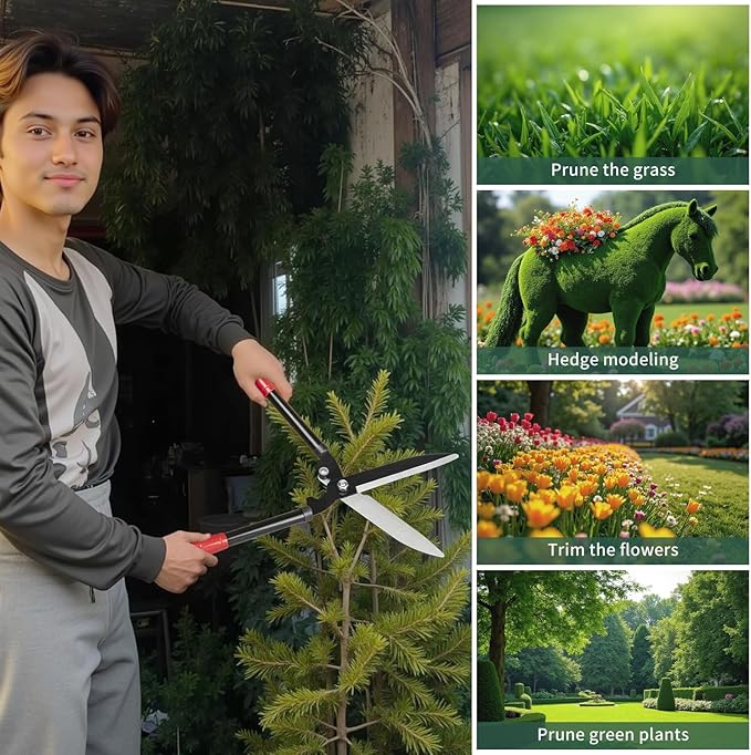 Lightweight Portable garden hedge shears, 21-inch manganese steel blades, pruning shrubs, boxwood, fence shears and scissors, grass trimmers