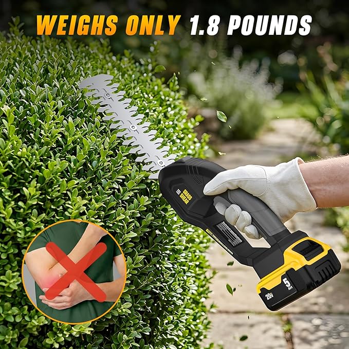 Cordless Hedge Trimmer Compatible with Dewalt 20V Battery, 2 in 1 Handheld Electric Trimmer Grass Shear, Bush Trimmer for Yard & Garden, Lawn Care(Tool Only)