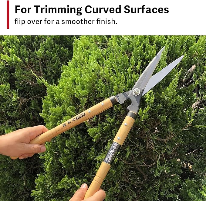 Japanese Hedge Shears, HOUNEN Professional Bypass Pruning Shears with Yasugi Steel Blades for Precise Hedge and Shrub Trimming