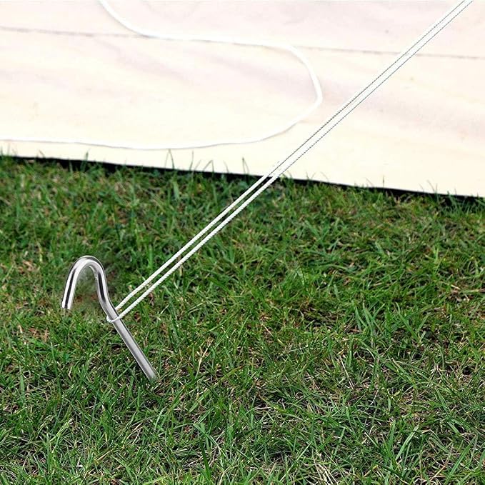 Metal Tent Stakes Heavy Duty 9 Inch, 25 Pack Anti-Rust Galvanized Steel Camping Tarp Stakes, Ground Stakes Tent Pegs Yard Stakes Canopy Spikes for Inflatables, Outdoor Decorations