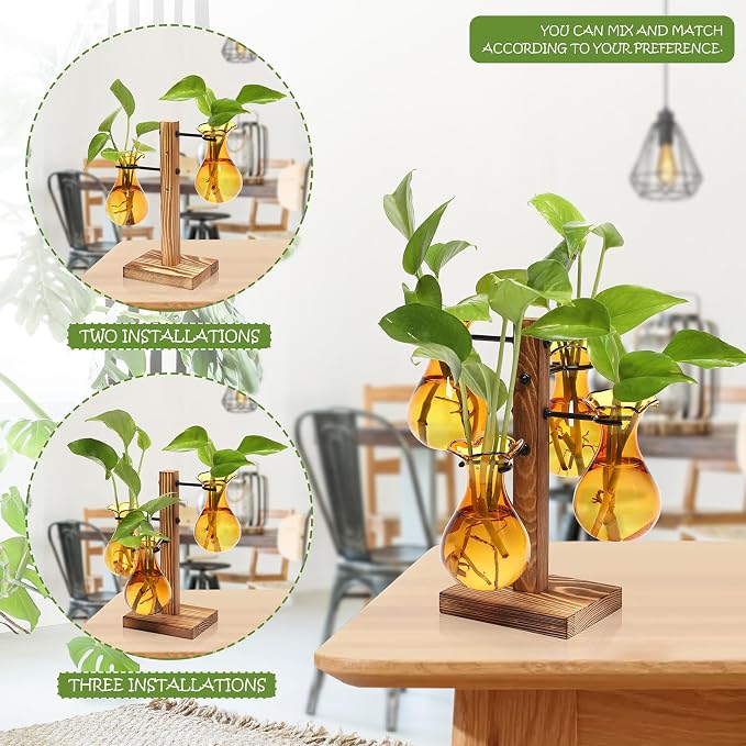 Plants Propagation Stations Bulb Glass Propagation Birthday Gift for Women Garden Plant Lovers - 4 Bulb