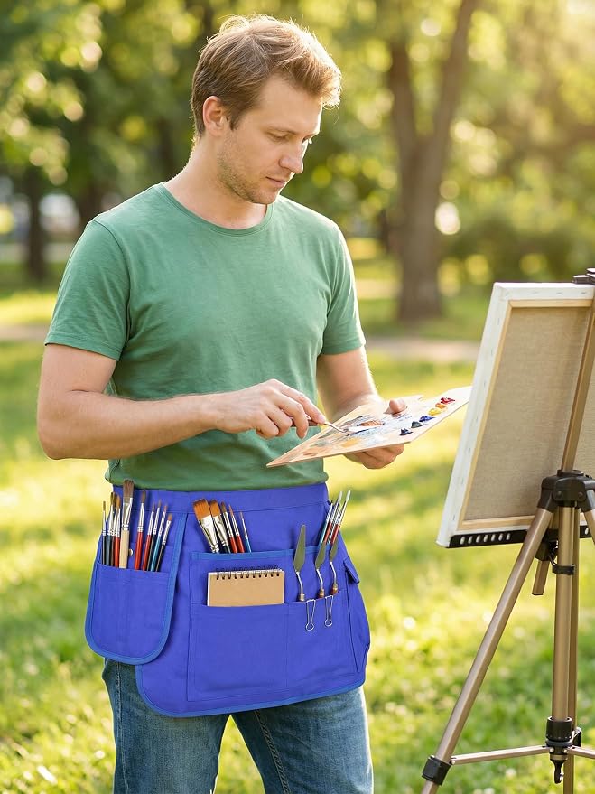 Nanxson Tool Apron Half Canvas Apron With Muti-Pockets for Home Garden Painting Crafting Woodworking CFG003