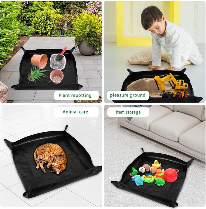 39.4" x 39.4" Large Plant Repotting Mat for Indoor Plants, Portable and Foldable Gardening mat, Waterproof Transplanting Potting Mat in Garden Outdoor