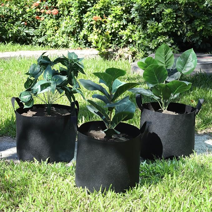 12-Pack 5 Gallon Grow Bags Heavy Duty Thickened Nonwoven Fabric Pots with Durable Handles