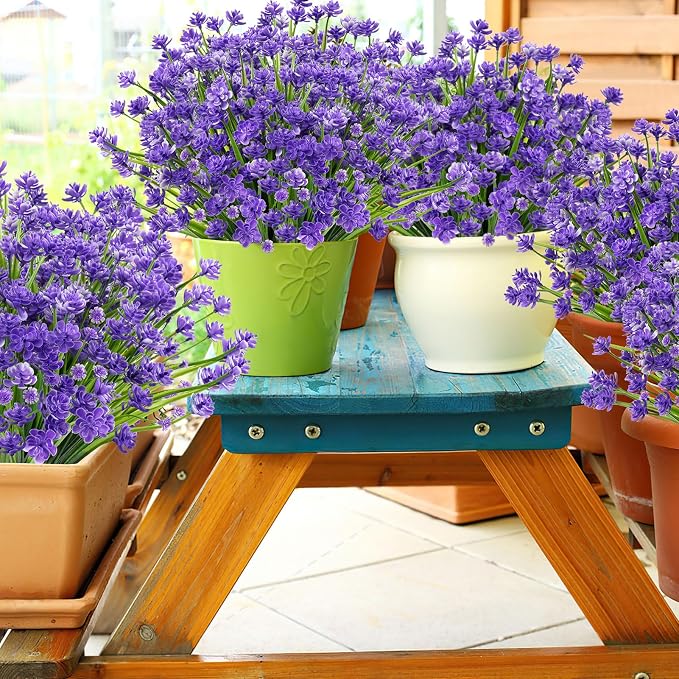 AGIRL 24 Bundles Artificial Flowers for Outdoor,No Fade Fake Plastic Flowers Faux Plants for Decoration Hanging Planters Indoor Outside Garden Porch Window Box Home Wedding Farmhouse