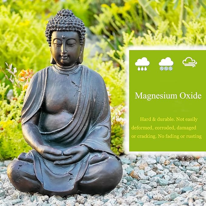 14" Buddha Statue Outdoor, Buddha Statues Home Indoor, Zen Decor Buda Garden
