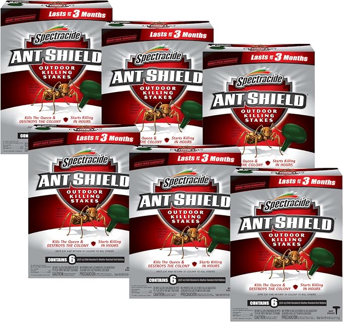 Spectracide Ant Shield Outdoor Killing Stakes 6 Count, Kills The Queen And Colony, Pack of 6