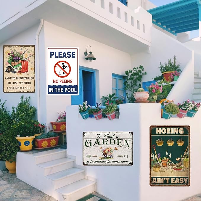 Gifts For Plant Lovers Funny Garden Sign Gardening Decor Hoeing A Ain'T Easy Tin Signs Plants Lover Gifts For Women For Gardeners Funny Cool Yard Signs 8x12 Inches