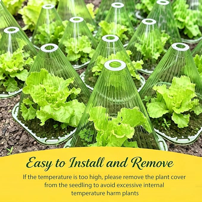 Fshow Garden Cloches,20 Pack Reusable Plant Bell Cover,Bell Jar Cloches for Protection Against Sun, Frost, Snails Etc. (Green)