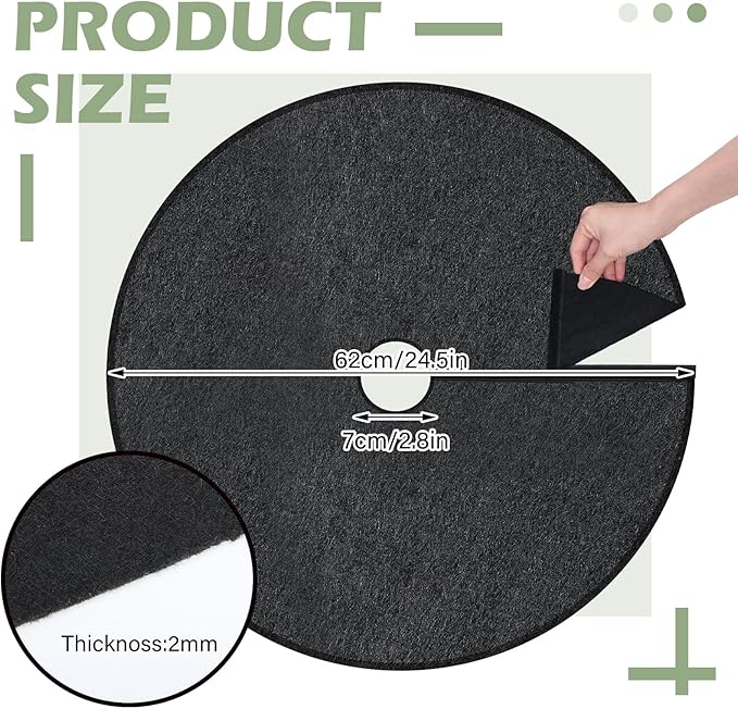 Tegeme 4 Pack 24.5 Inch Tree Ring with Self Adhesive and 8 Ground Pins, Degradable Protector Mat Reusable Non Woven Tree Mulch Ring Mat for Gardening Landscaping Weed Control Root Protection