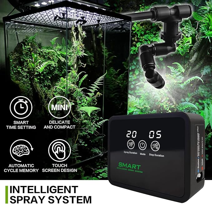 MYGIIKAKA Reptile Fogger Automatic Reptile Mister Fogger for Terrarium, Timed Terrariums Humidifiers for Chameleon/Lizard/Snake/Turtle/Frog