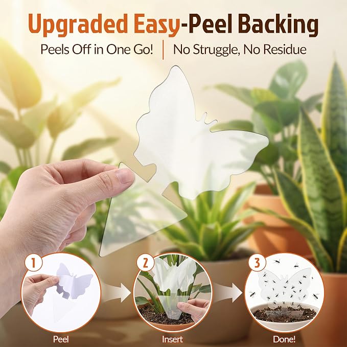 100 Pack Gnat Traps, Plant Sticky Traps for Flying Insects, Double Sided Flying Bug Catcher for Indoor Outdoor Fruit Flies, Mosquitoes,Easy Release Liner for Plants, House